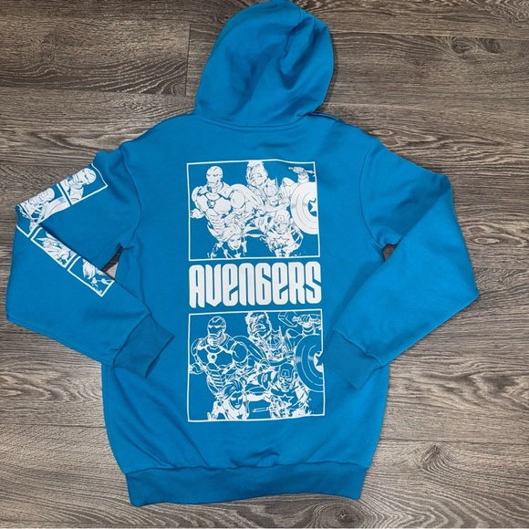 Marvel Mens Avengers Blue Hoodie Sweatshirt Graphic Small - Picture 2 of 9